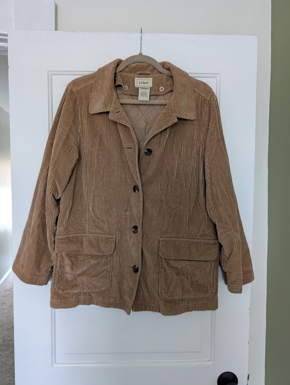 VTG L.L.‎ Bean Women's Corduroy Barn Chore Coat Jacket in Tan Sz S Cottage